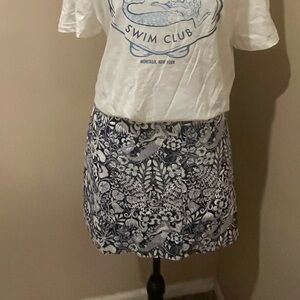 J. Crew Navy and White Mermaid Print  Skirt, size 10